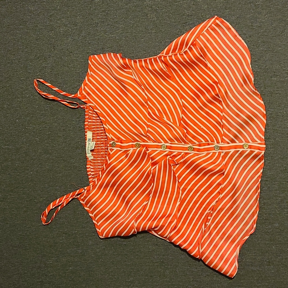 Peachy White Striped Blouse